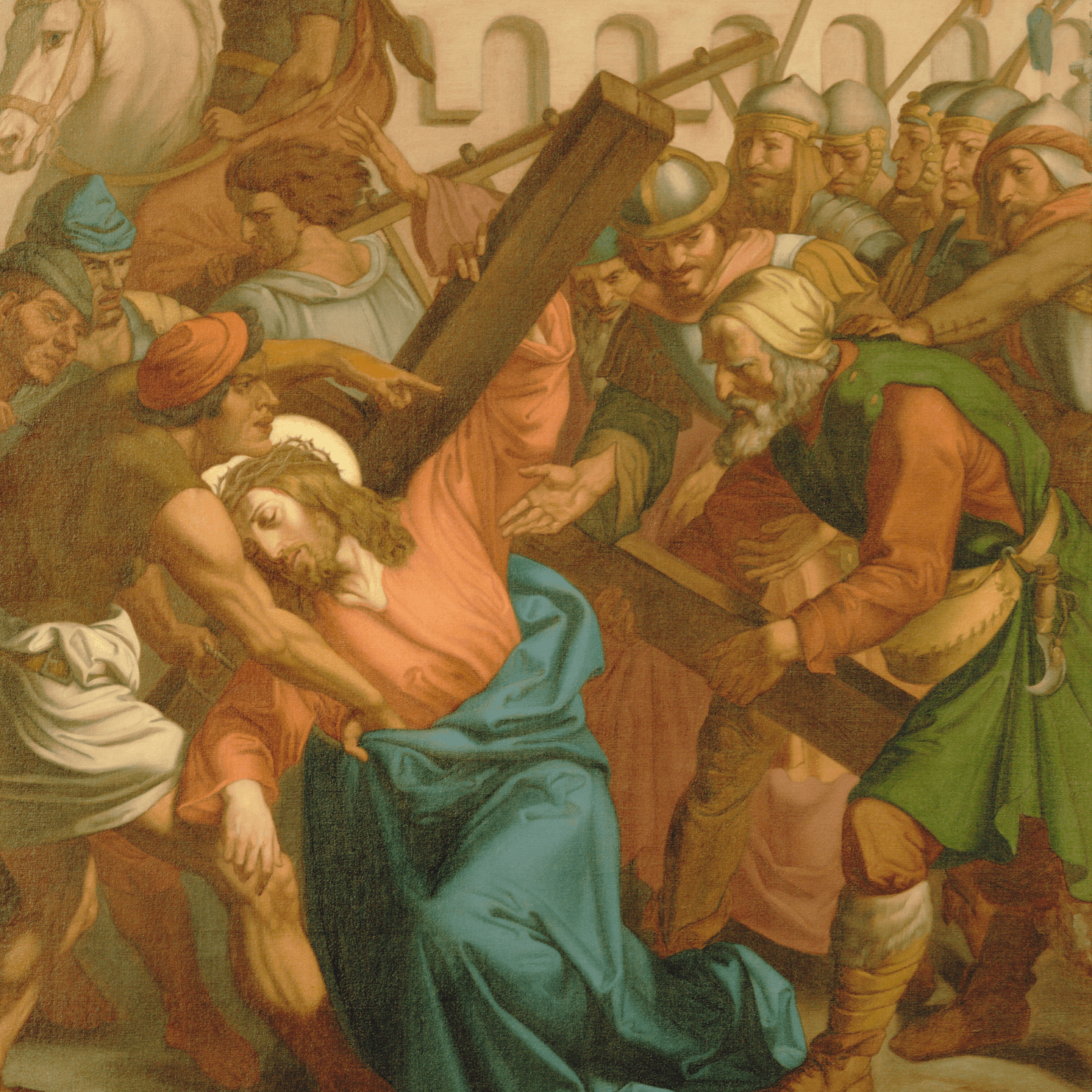The Way of the Cross Fifth Station: Simon of Cyrene Helps Jesus Carry His Cross