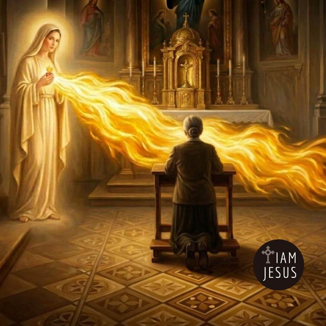 Graphic detailing the Unity Prayer Flame of Love devotion given to mystic Elizabeth Kindelmann to blind Satan.